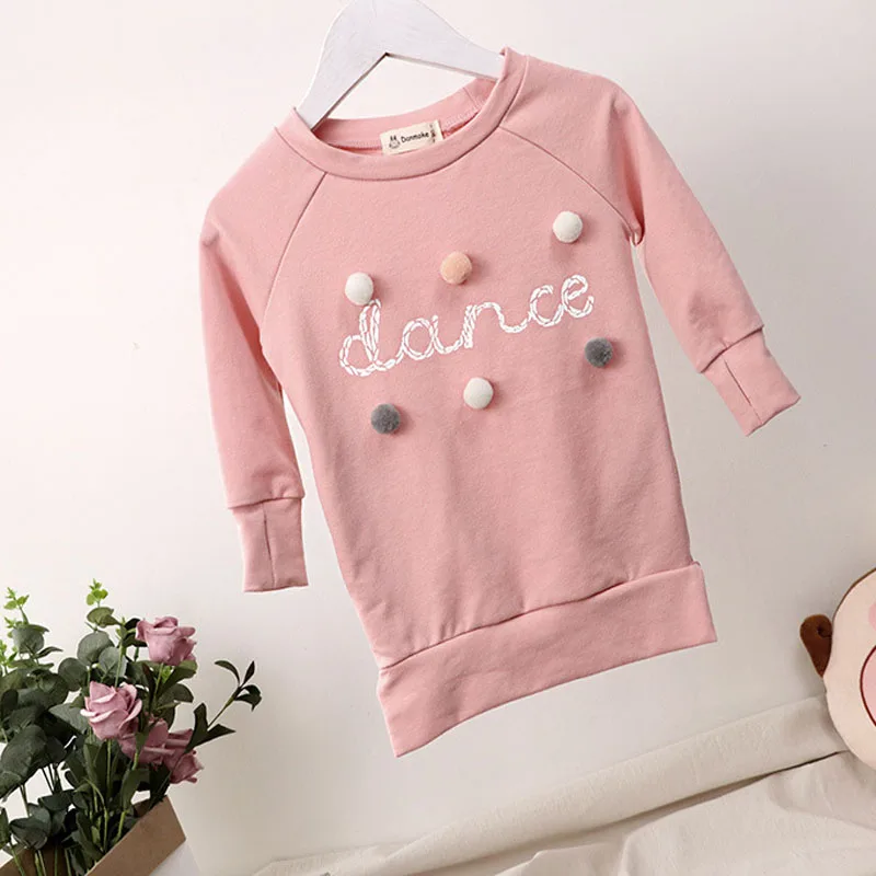 

Kids Baby Girl Warm Autumn Winter Sweater Dress Plush Ball Long Sleeve Mini Stright Little Girls Party Princess Dresses Clothes