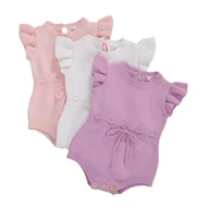 newborn baby girl clothes knitted ruffles sleeveless bodysuit tops playsuit jumpsuit outfits baby autumn clothing
