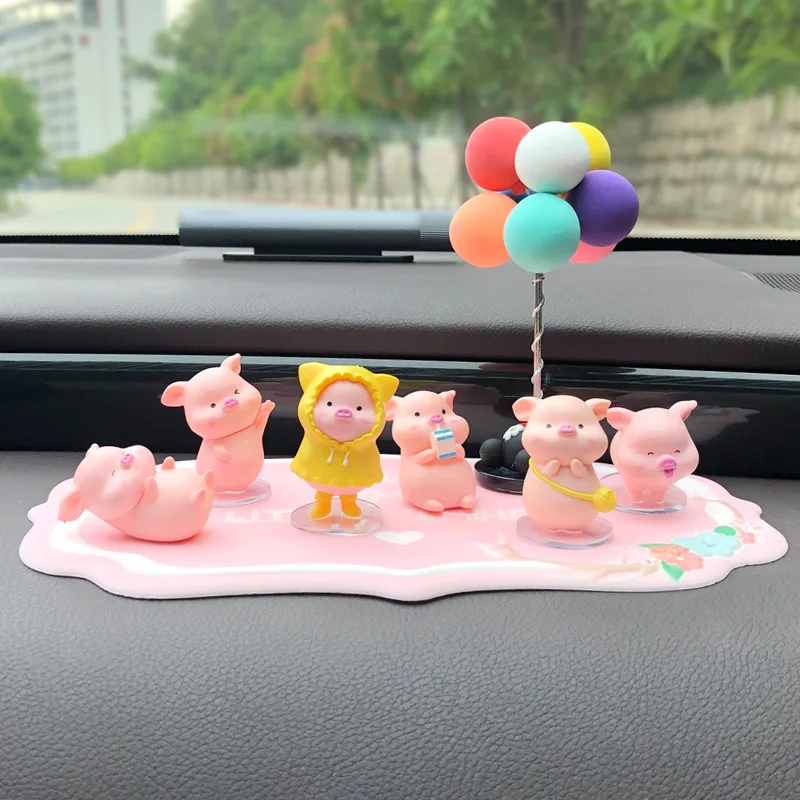

Cute Creative Cartoon Piggy Car Ornaments Car Accessories Decoration Desktop Dolls Dessert Cake Decoration Gifts for Girls
