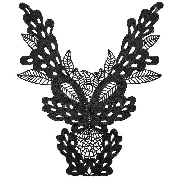 Высококачественные белые черные Венецианские кружева с вышивкой воротник