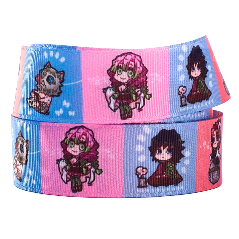 Kimetsu no yaiba теплопередача Печатный Гро Гро/атлас 5 ярдов для рукоделия DIY банты