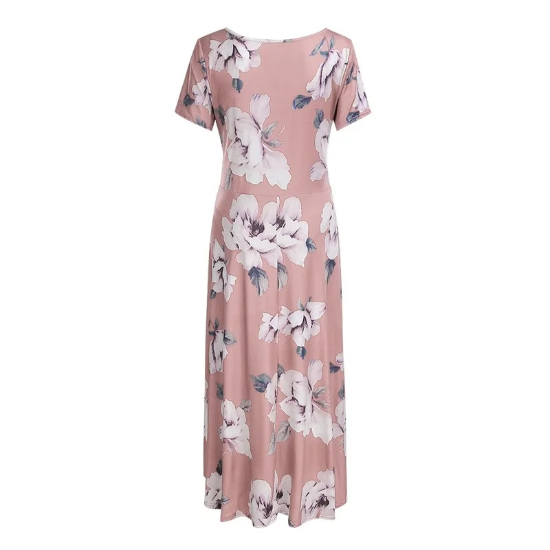 

Short Sleeve Floral Print Women's Dress Bandage Irregular Maternity Dresses Woman Party OL Elegant Summer Girl Casual Clothing
