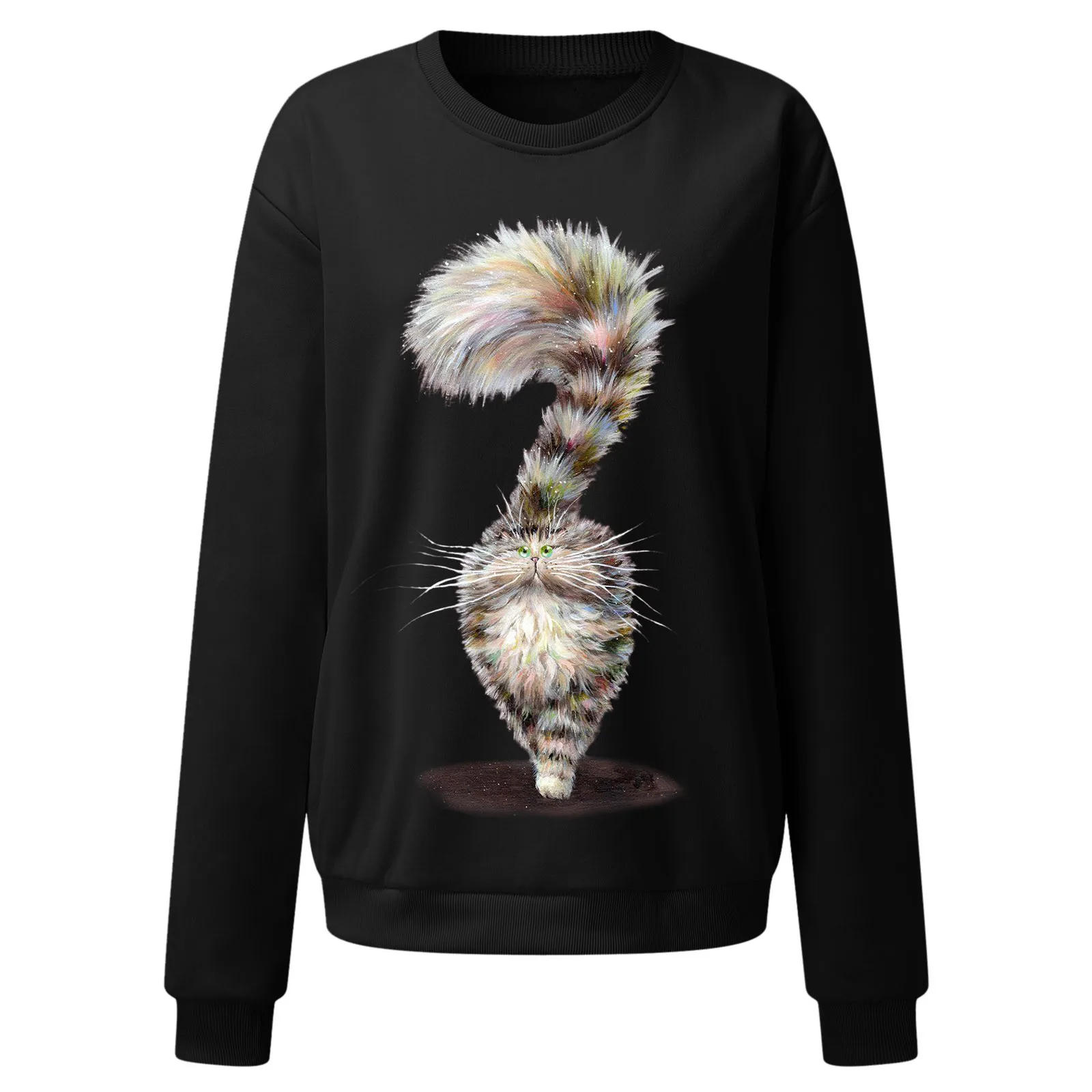 Женский свитшот с длинным рукавом повседневный Свободный пуловер круглым