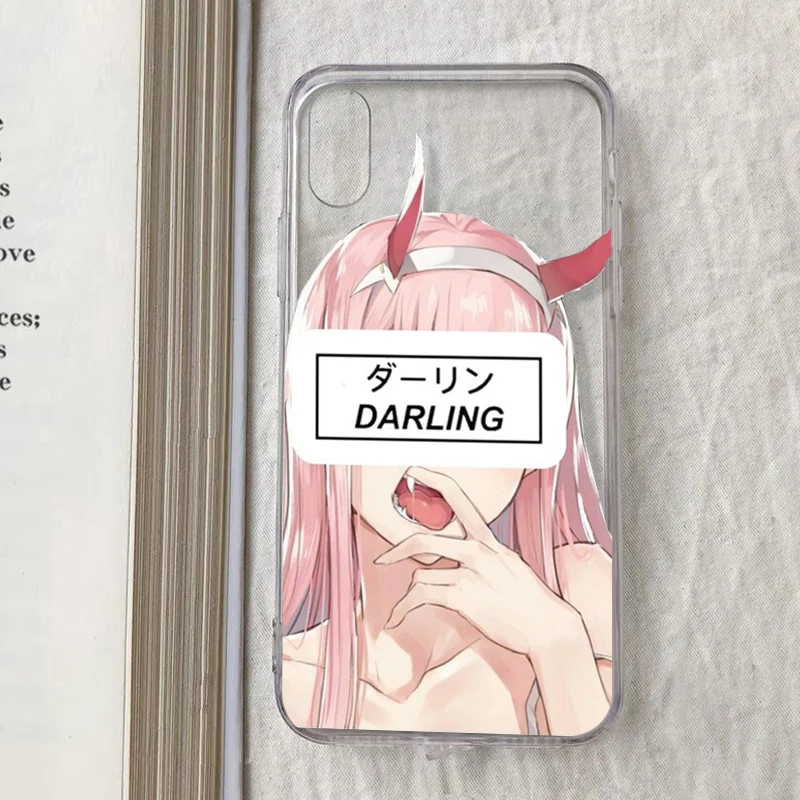 Anime 02 Darling Phone Case for IPhone 12 11 Pro X XR XS Max Mini SE 2020 7 8 6 6S Plus 5 5S SE Sofr Cover Shell