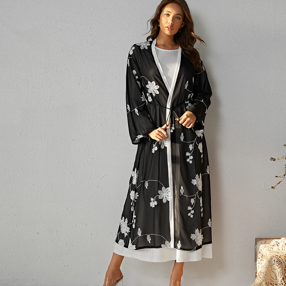 Шифоновый Кафтан Дубай абайя индейка кимоно мусульманский модный хиджаб платье