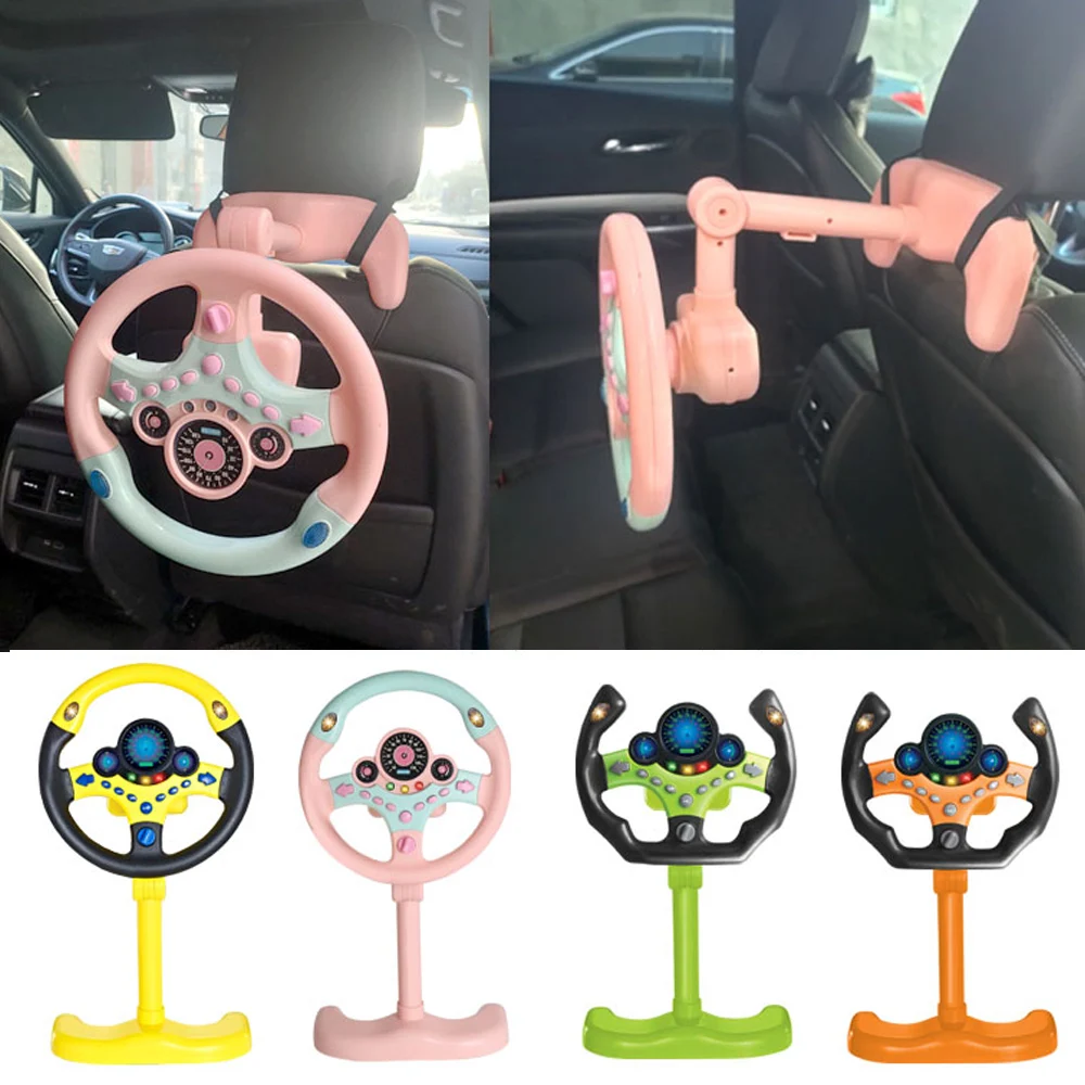 eletric simulation steering wheel toy with light sound baby kids musical educational co pilot stroller steering wheel vocal toys free global shipping