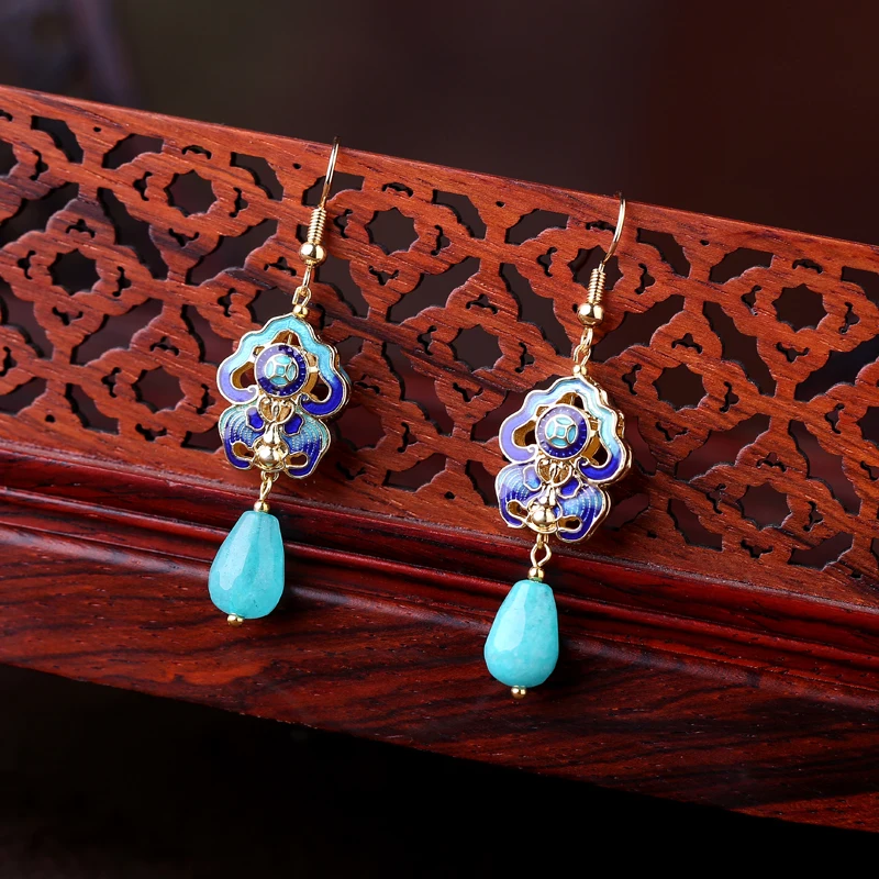 Винтажные серьги кисточки в китайском дворцовом стиле серебро 925 пробы