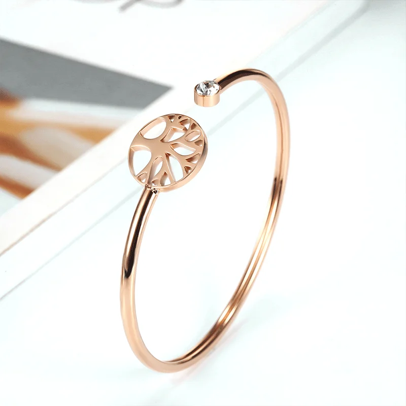 Браслет талисман из нержавеющей стали в форме сердца с листьями|Браслеты| |