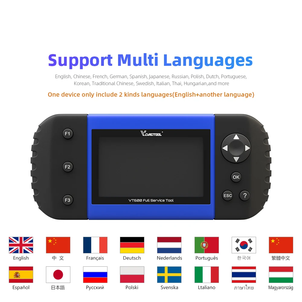 VDIAGTOOL автомобильный диагностический VT600 OBD2 сканер инструмент рабочий бразильский автомобильный двигатель ABS SRS EPB кодирование OBD2 PK NT650 x100 pro crp129E