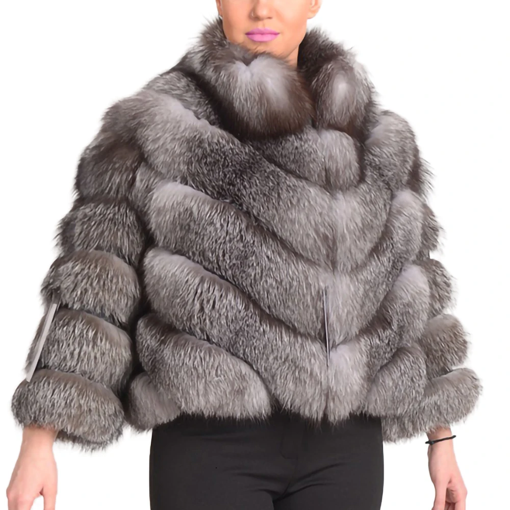 Женская меховая куртка с меховым воротником толстая теплая из натурального меха