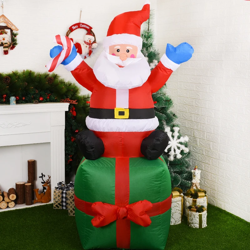 

Рождественский подарок, надувные игрушки со светодиодный светильник кой в виде Санта-Клауса, Счастливого Рождества 1,8, наружные садовые игр...