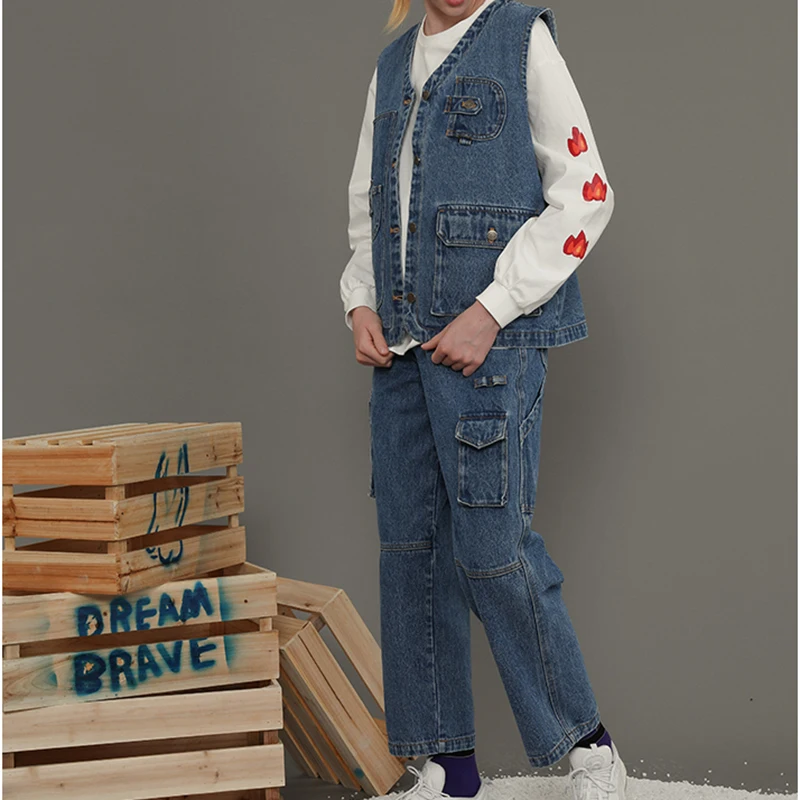 Harajuku Winter New Women's High-quality Design Jeans Fashion Tide Full Length High Waist Women's Pants Pocket Straight Pants