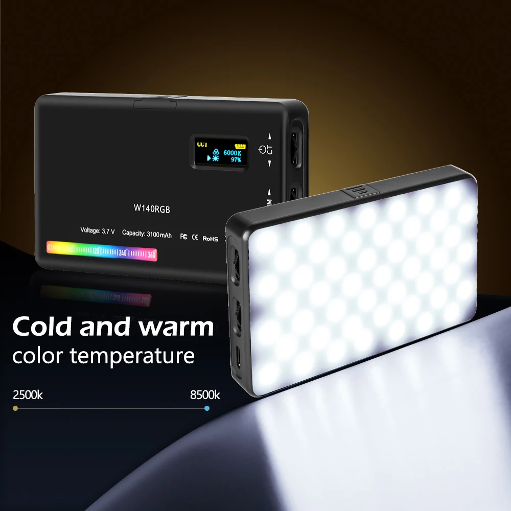 SH W140 RGB светильник 2500-9000K 3100mAh с диффузором эффект Vlog заполнясветильник фотография