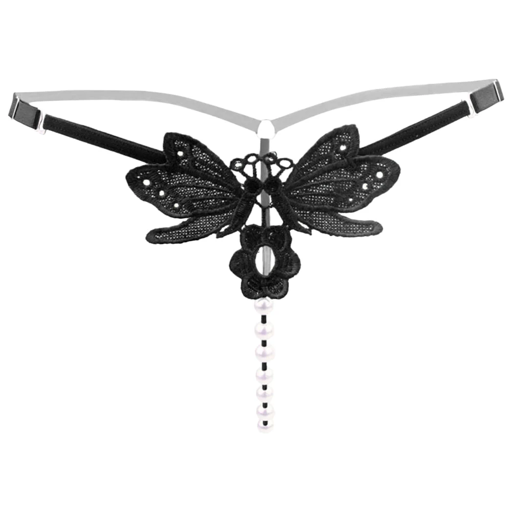 Женские Кружевные Трусы стринги с бабочками заниженной талией и искусственным