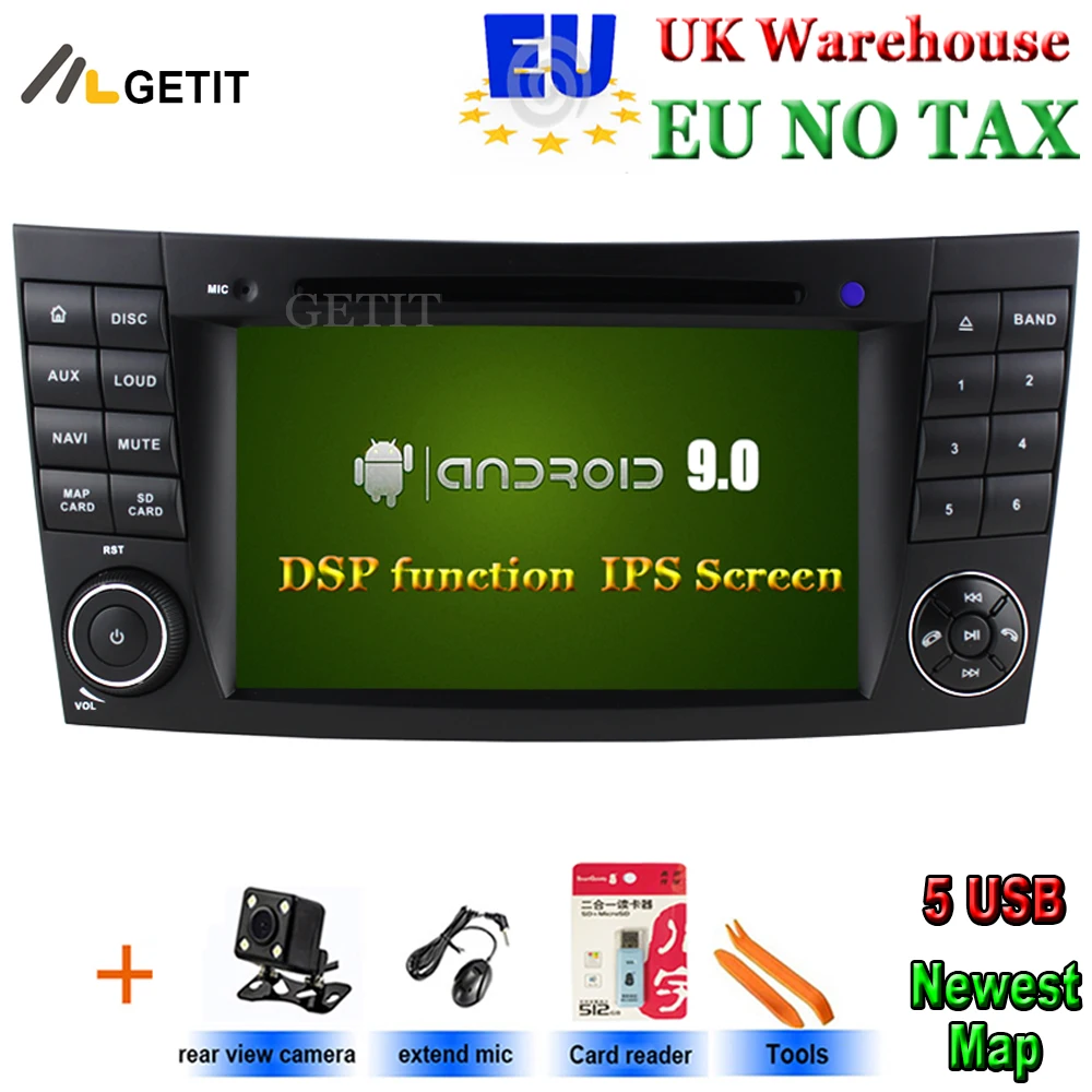 Автомобильный DVD плеер стерео система на Android 9 с радио Wi Fi Bluetooth GPS для Mercedes Benz E class