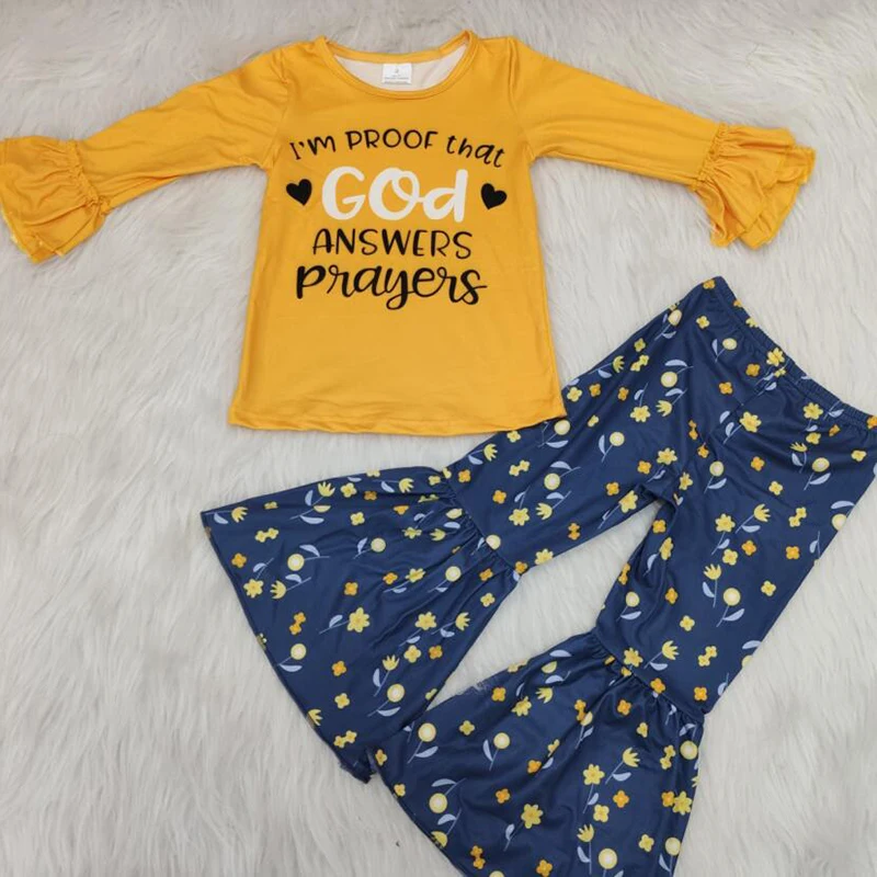 

Childrens fall baby girl clothes outfits god answers tshirts with pants kids boutique clothing