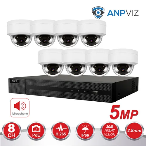 Hikvision 8CH 4 к NVR 4/6/8 шт. 5MP POE IP CCTV безопасности Камера Системы аудио записи IP Камера на открытом воздухе CCTV видео наблюдения NVR KIT - Цвет: 8 White KIT