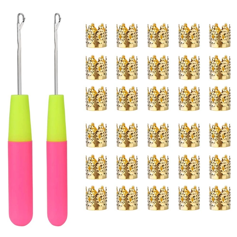 2 шт. крючок с защелкой + 30 дредов стразы украшение для колец волос R3MF|Заколки