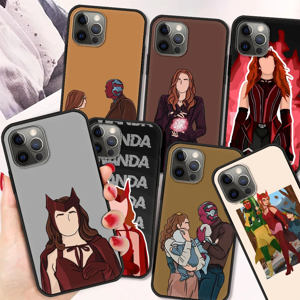 

Cartoon Wandavisions Shockproof Case For iPhone 13 12 11 Pro Max 8 7 Plus Fundas Black Soft Cover For iPhone X XS Max XR Shell