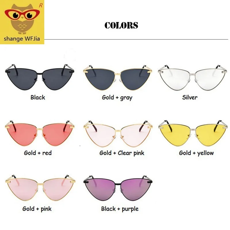 

2019 Fashion Cat Eye Sunglasses Women Vintage Metal Frame Clear Pink Lens Sun Glasses Female Retro Mirror glasses Eyewear UV400