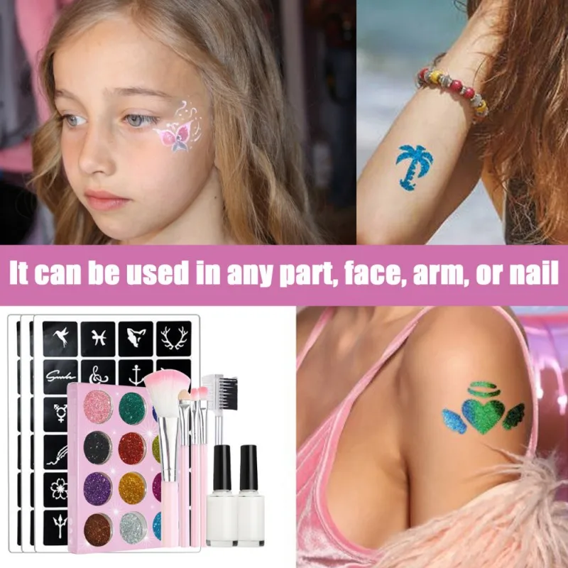 Glitter Styles Tattoo Stickers Kids Party Supplies Temporary Tattoos Girls And Boys Party Favors Tattoos Decor For Cute Party