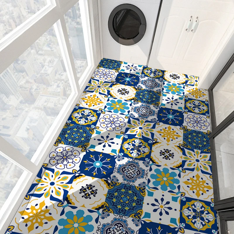 

10/15/20cm Mandala Style Matte Surface Tile Sticker Peel & Stick Decoration Film For Tiles /Ground in Kitchen Wardrobe Wallpaper