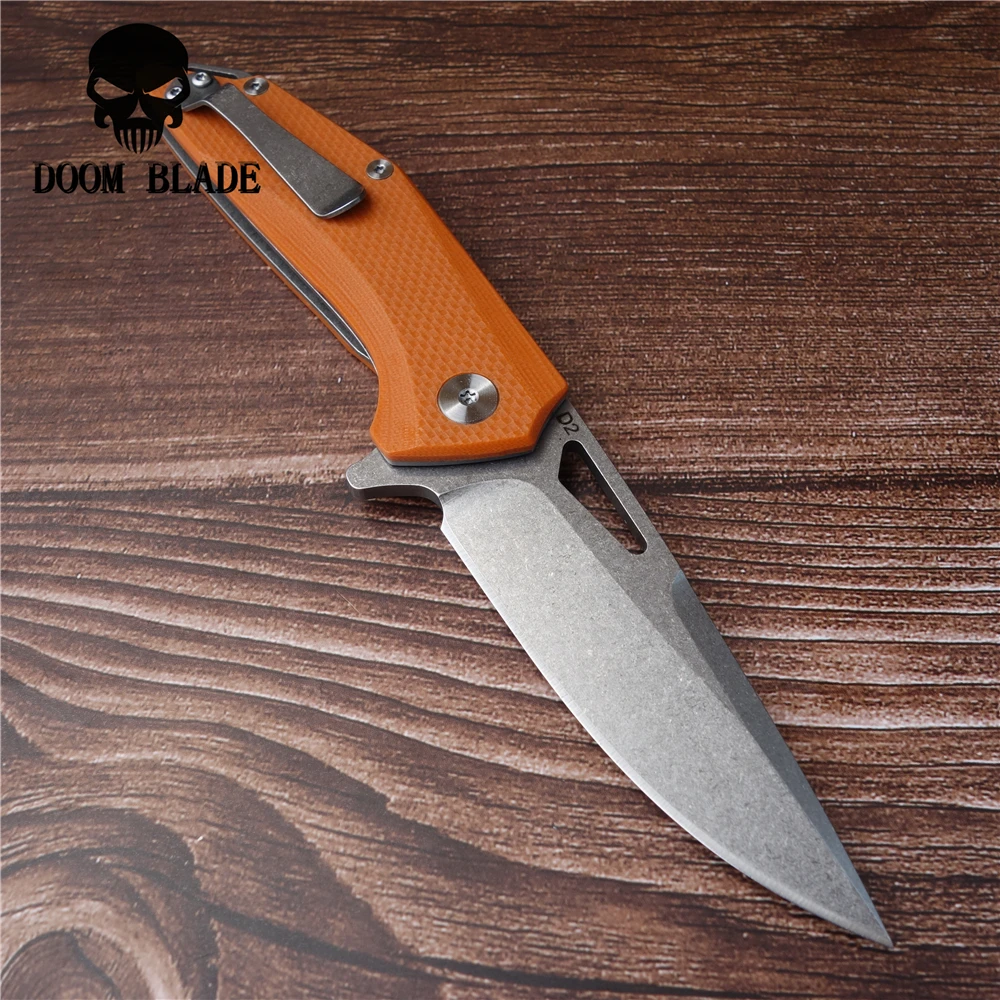 Шарикоподшипниковые ножи 203 мм 100% лезвие D2 складной нож G10 Ручка Открытый Кемпинг