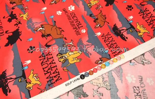 140 см ширина Hakuna Matata Король Лев хлопчатобумажная ткань для мальчиков одежда постельные принадлежности набор домашний штора наволочка DIY-BK510