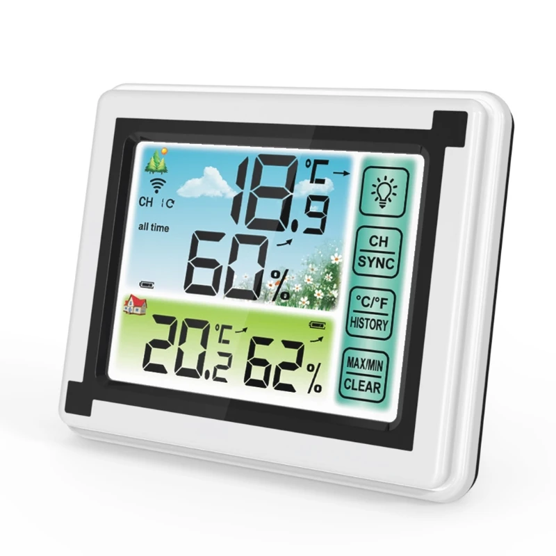 Indoor Outdoor Wireless Digital Weather Station Max Min Records ℃ ℉ Temperature Meter Humidity Monitor Clock Hygrometer | Инструменты