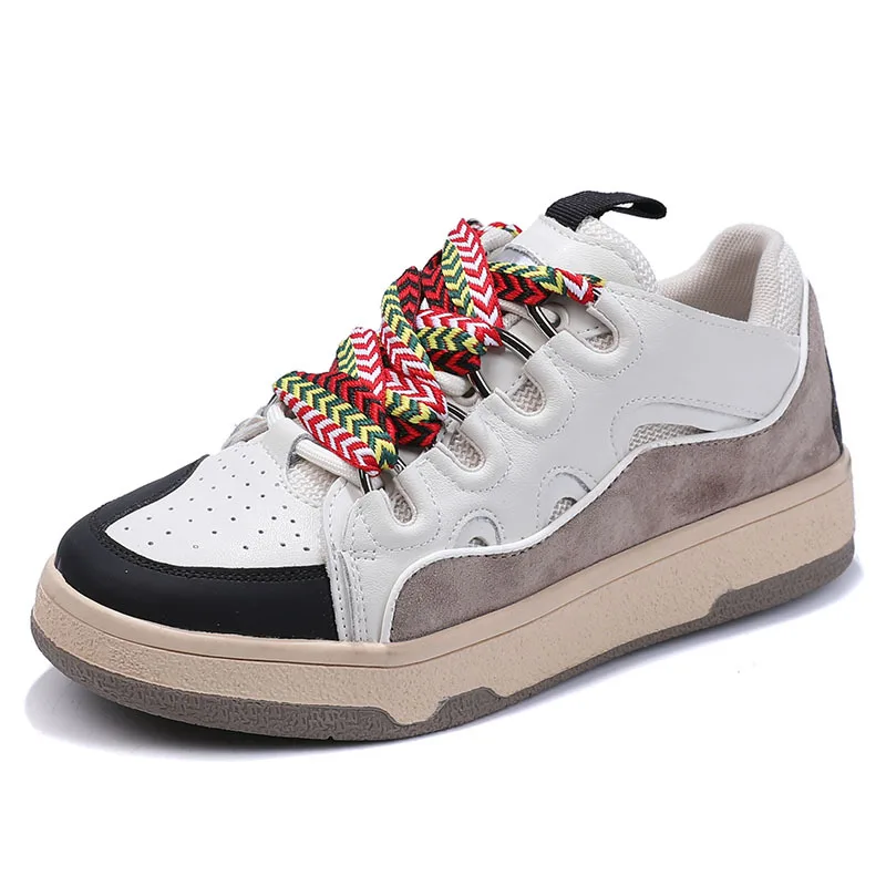 

Old Shoes Female Ins Tide 2021 Spring New Color Matching Trend Fashion Board Shoes Flat Single Shoes Casual Sports Shoes