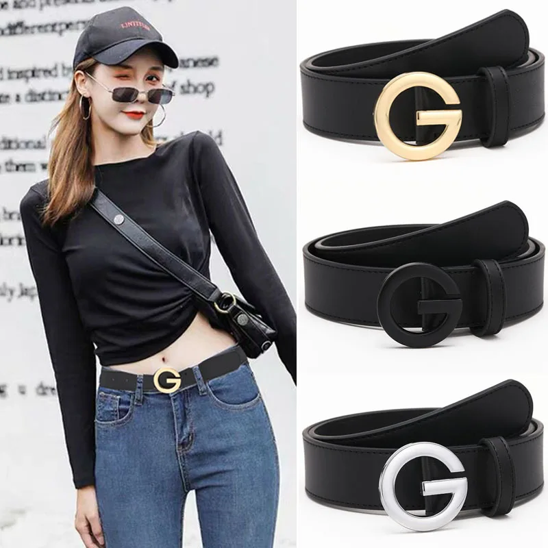 Ремень из натуральной кожи с пряжкой G для мужчин и женщин 100 см | Аксессуары