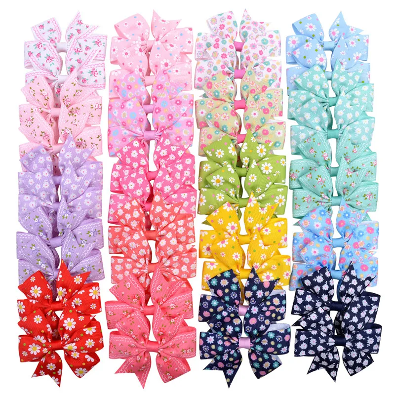 50pcs  Large Dog Hair Clip Hand-made Pet Dog Hair Clip Flowers Pet Dog Big Bows Hairpins Gromming Accessories