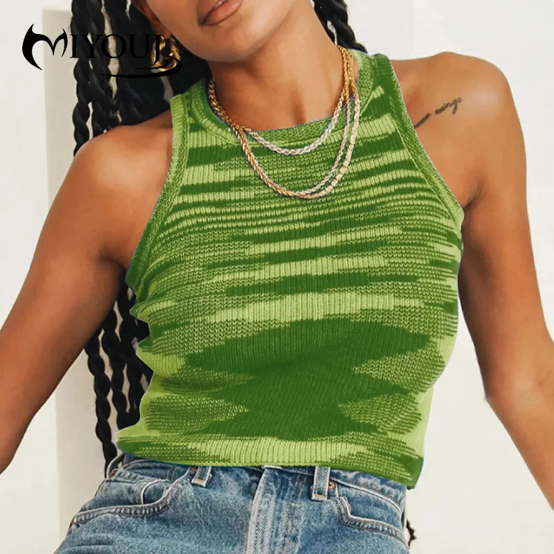 

MIYOUJ Spring Summer Top Women Pullovers Woollens O-Neck Tank Tops Corset New Fashion Vest 2021 Sleeveless Female Clothing