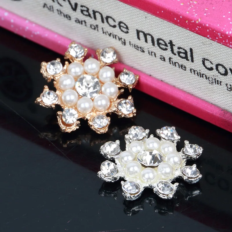 2016new 100pcs flowers pearl rhinestone embellishment button for diy hair or phone case accessories zj77 qw26 free global shipping