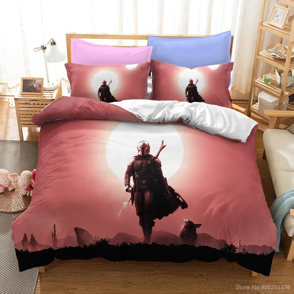 

3D Printed The Mandalorian Baby Yoda Bedding Set Queen King Size Duvet Cover Set Soft Quilt Cover & Pillowcase Set Home Textile
