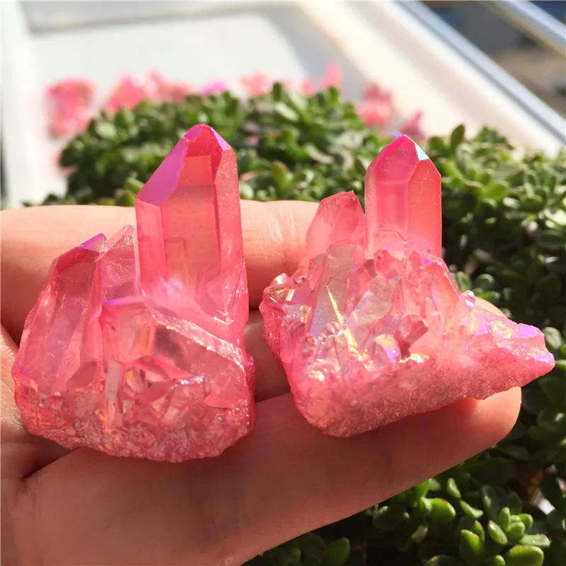 2 шт. потрясающие радужные образцы минералов из титанового кварца | Дом и сад