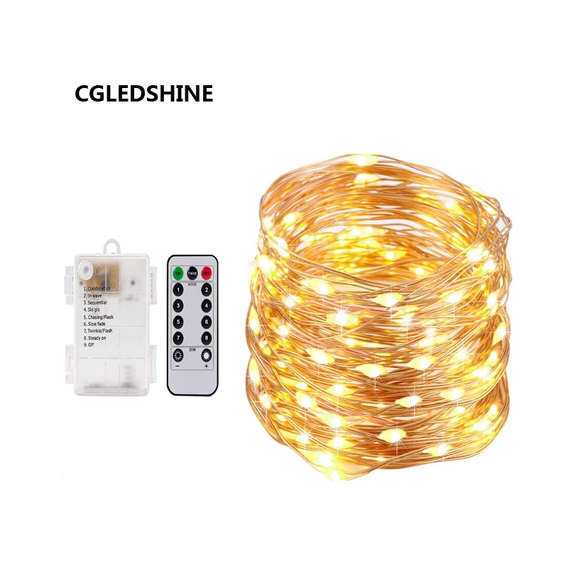 Светодиодный гирляндой Батарея работает строки Водонепроницаемый 8 режимов 100