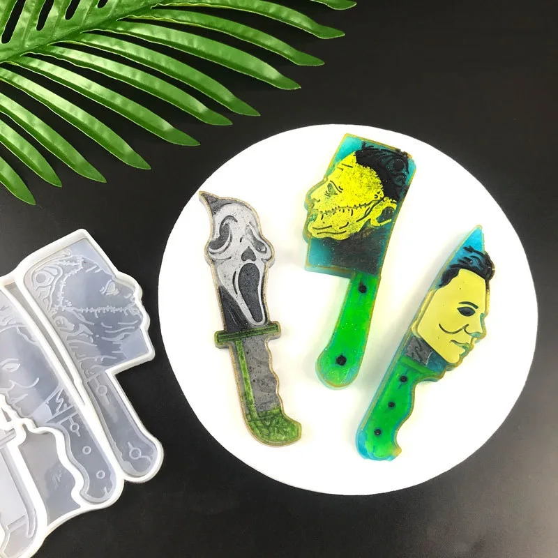 3 In 1 Horror Scream Knife Resin Mold Epoxy Dagger Shape Silicone Mould DIY Crafts Jewelry Making Casting | Дом и сад