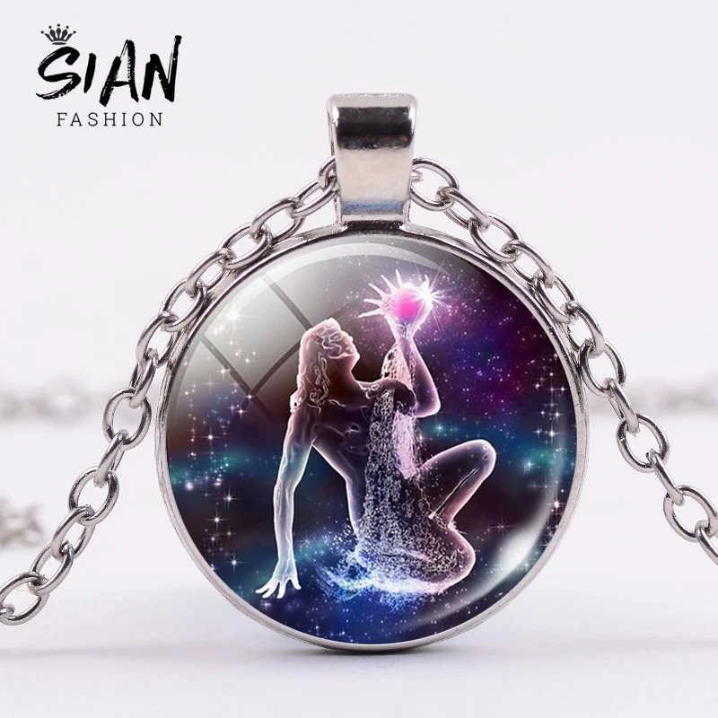 SIAN12 Созвездие Фото Арт колье знаки зодиака Кабошон стеклянный кулон ключица цепь