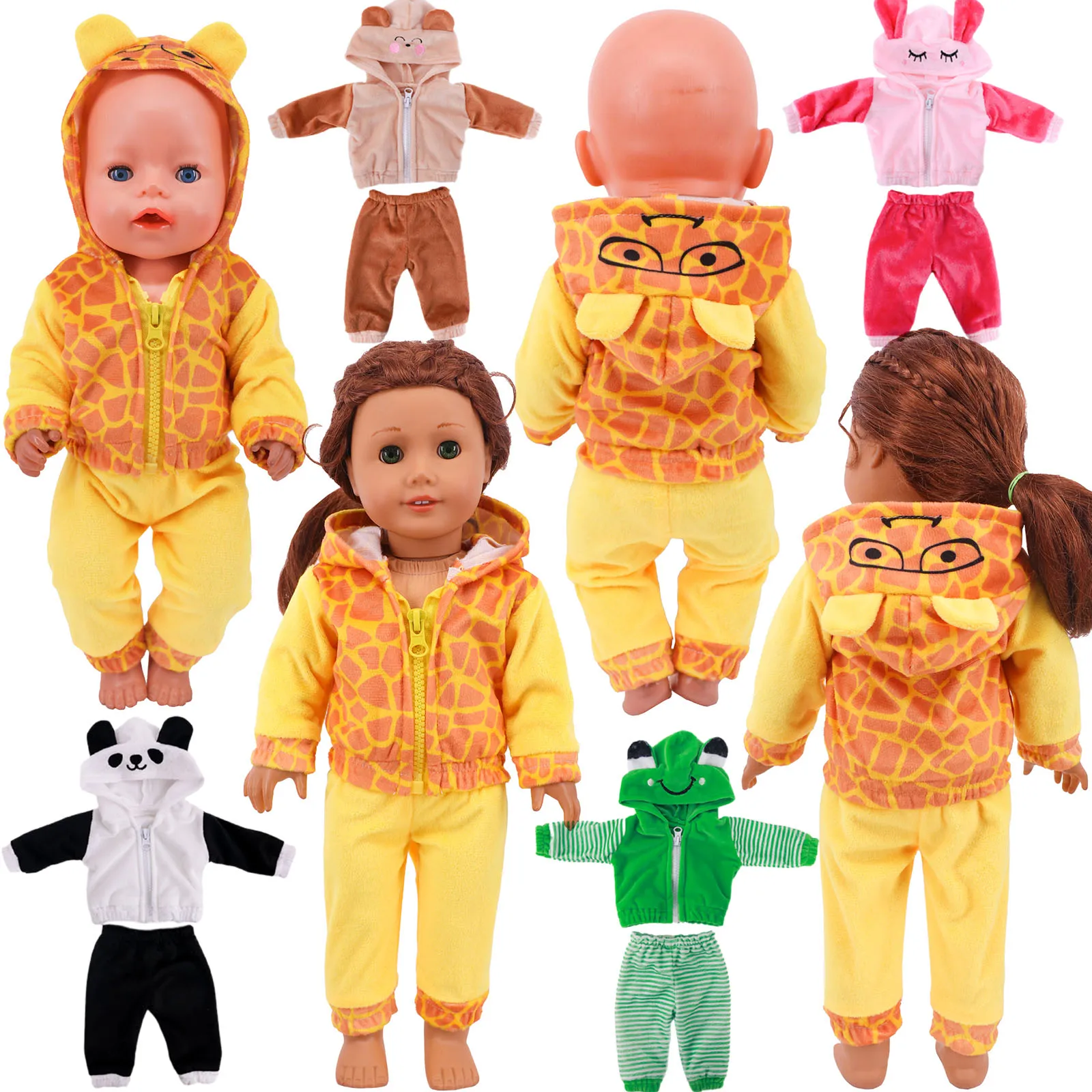 Doll Clothes Pajamas Cute Animal Warm Suit For 18Inch American Doll&43Cm Born Doll For Generation Accessories,Toys For Children 18inch doll red sweater suit children s toy doll accessories children s birthday giftc692