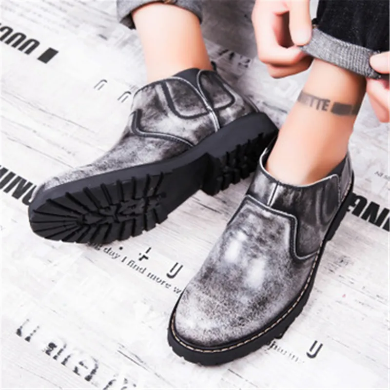 

Men's Autumn Winter Comfortable Fashion Genuine Leather Snow Boots Lace-Up Waterproof Ankle Boots Male plush Warm Booties
