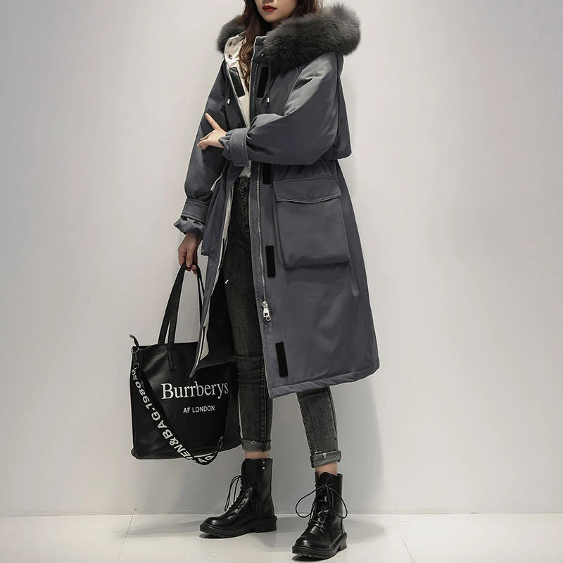 

Women Down Jacket Winter 90% White Duck Down Jackets Female Warm Fox Fur Collar Hooded Parkas Lady Coats Casaco Hooded Outwears
