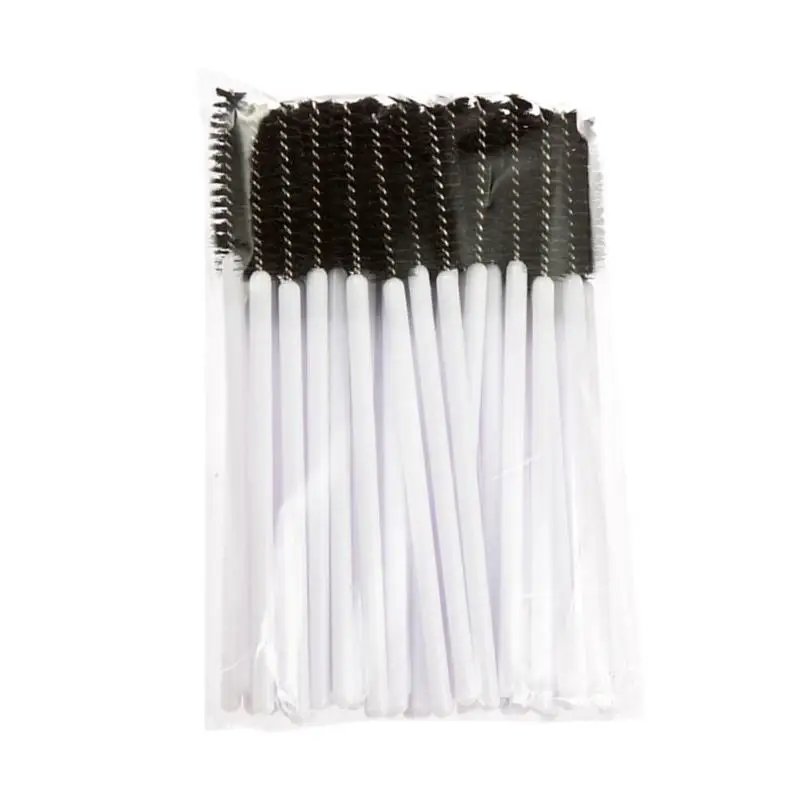 White Black 50pcs 5/10/50 шт одноразовые щеточки с тушью для ресниц палочки для мотальные кисти для макияжа палочки для мотальные ресницы Ки - Handle Color: White Black 50pcs