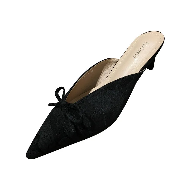 2020 летние женские туфли без задника модные шлепанцы с острым носком модельные