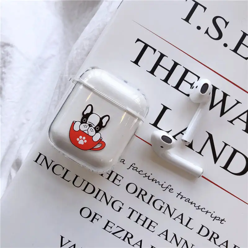 Милый отпечаток лапки щенка собаки мягкий ТПУ прозрачный чехол для Apple Airpods 1/2 милый чехох с рисунком бульдога беспроводная гарнитура зарядная коробка