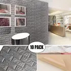 Настенные панели из пенопласта 3D, самоклеящиеся съемные обои серого цвета с рисунком кирпича, для украшения стен телевизора