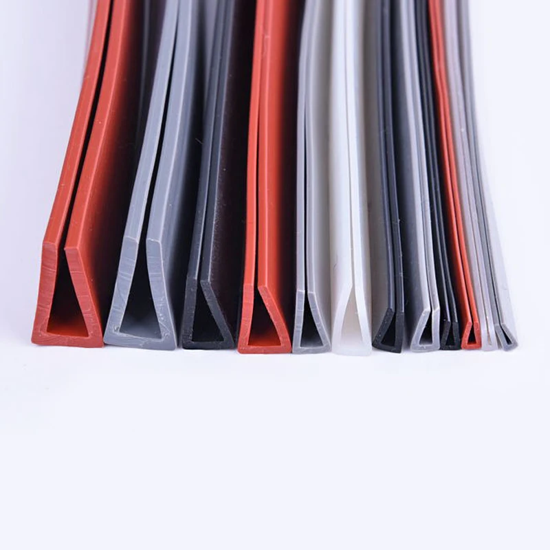 

5 Meters Translucent Red Gray Black Silicone Rubber U Sealing Strip Glass Metal Wood Panel Edge Trim