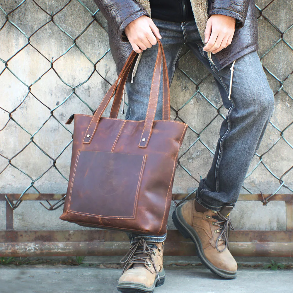 Coffee Leather Tote Bag | Aurora™
