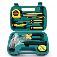 9 in 1 combination hardware tool set hammerpliersscrewdriverknifetape measurestest pencil hand tool box for household