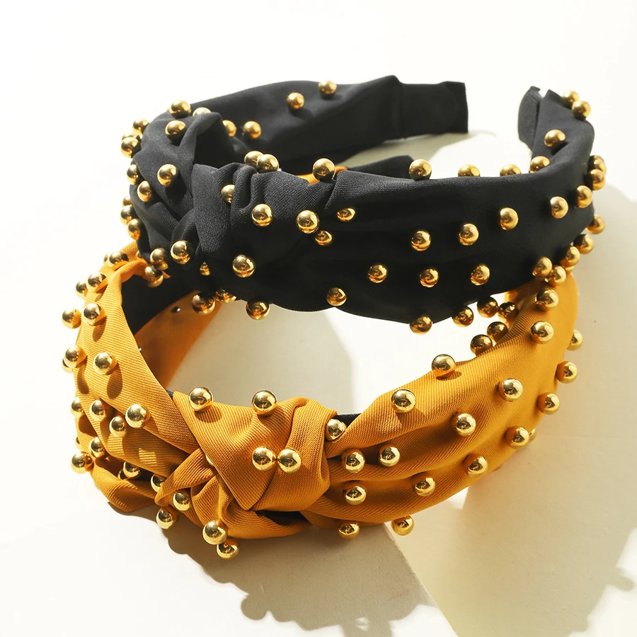 Обруч для волос женский с искусственным жемчугом повязка на голову узелком